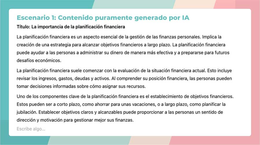 Ejemplos detallados de cada escenario para ilustrar el impacto de la calidad y calidad de la edición humana.