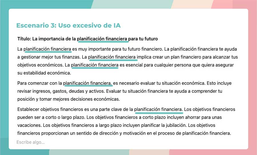 Ejemplo de contenido generado por IA y sin revisar