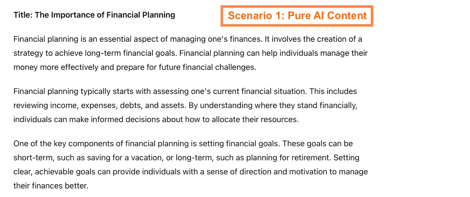 detailed examples of each scenario to illustrate the impact of quality and human involvement