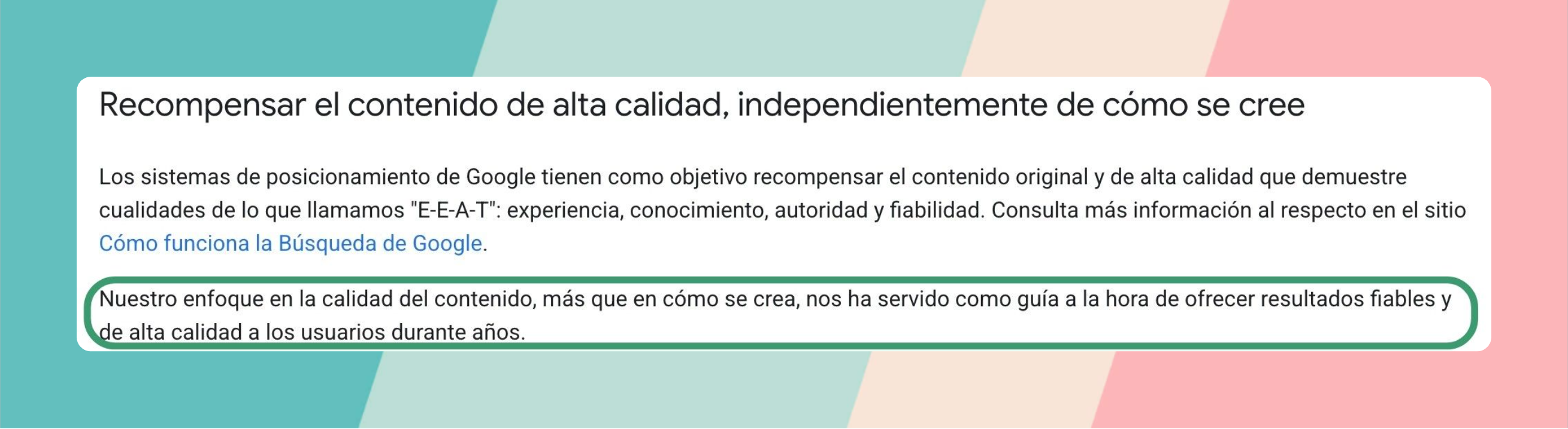 Recomendaciones de Google sobre contenido generado con IA