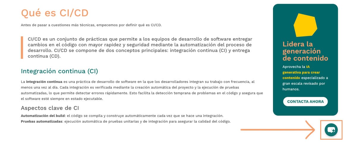 Pantalla que muestra un chat generado por IA.