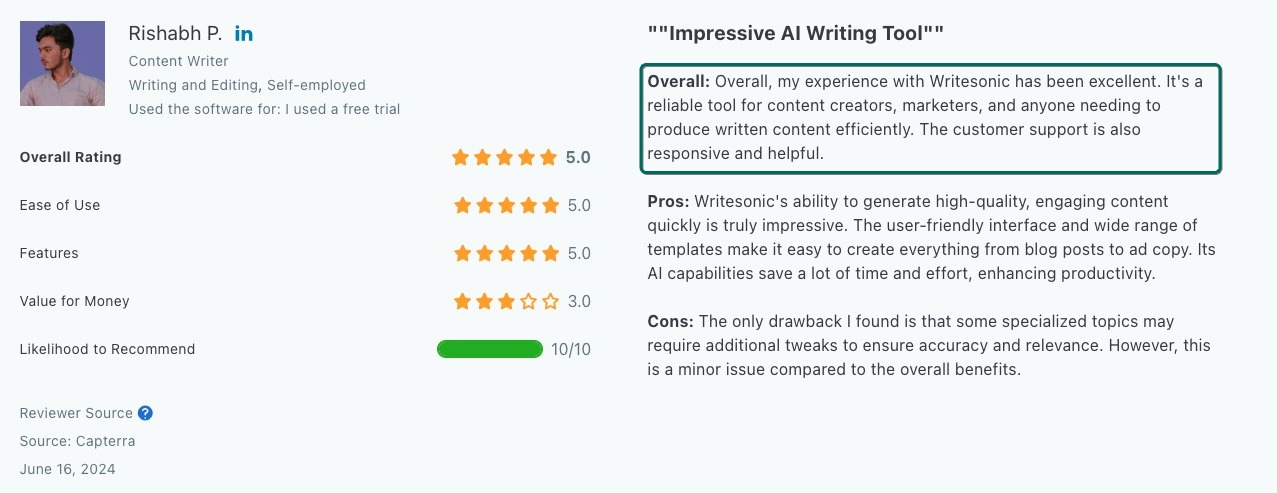 Writesonic review for AI content creation