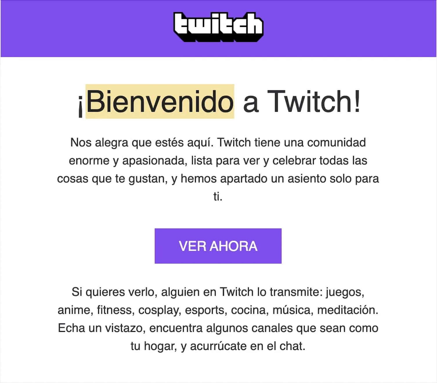 Imagen de bienvenida a Twich