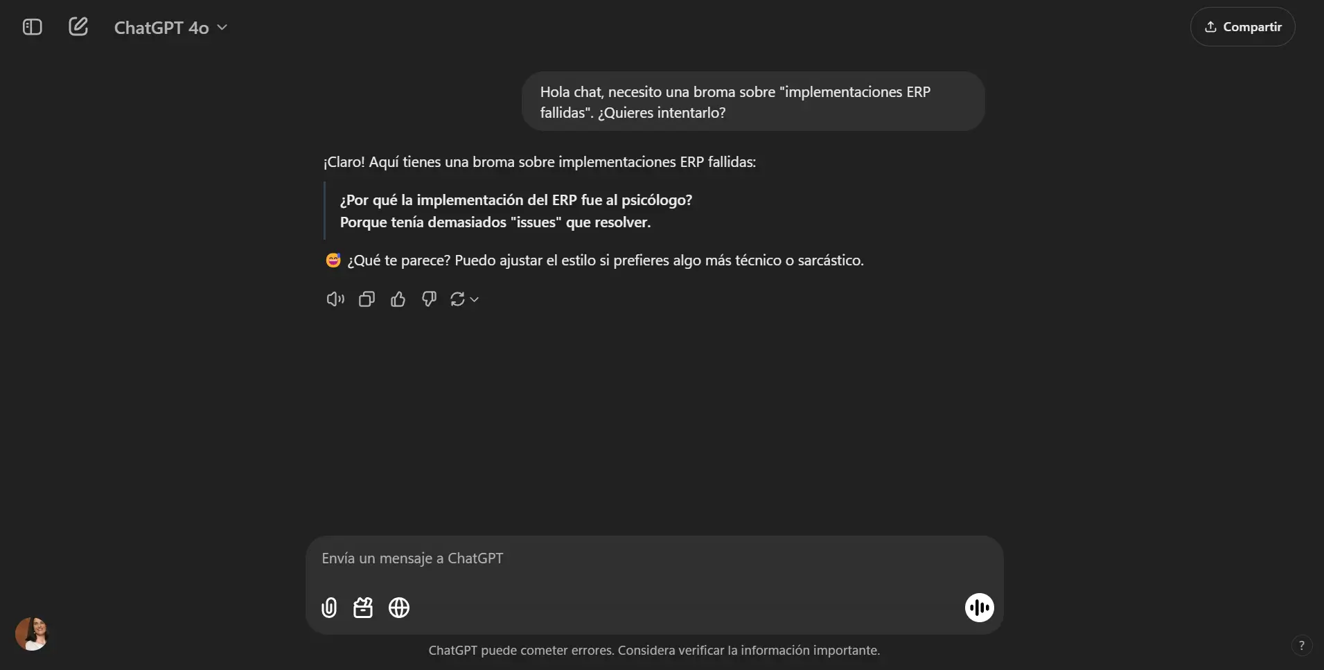 Una broma malísima sobre implementación ERP de una IA