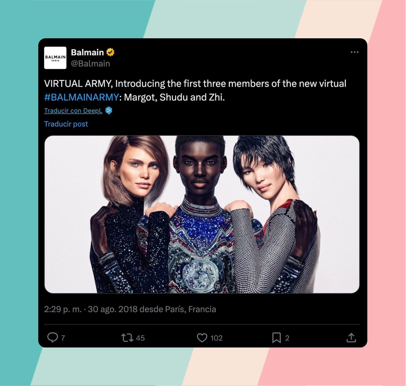 Meet Margot, Shudu and Zhi: the virtual faces of #BalmainArmy. A bold statement on how fashion houses embrace synthetic creativity.