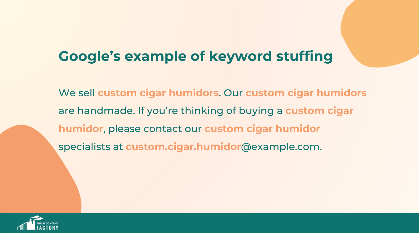 Google’s example of keyword stuffing