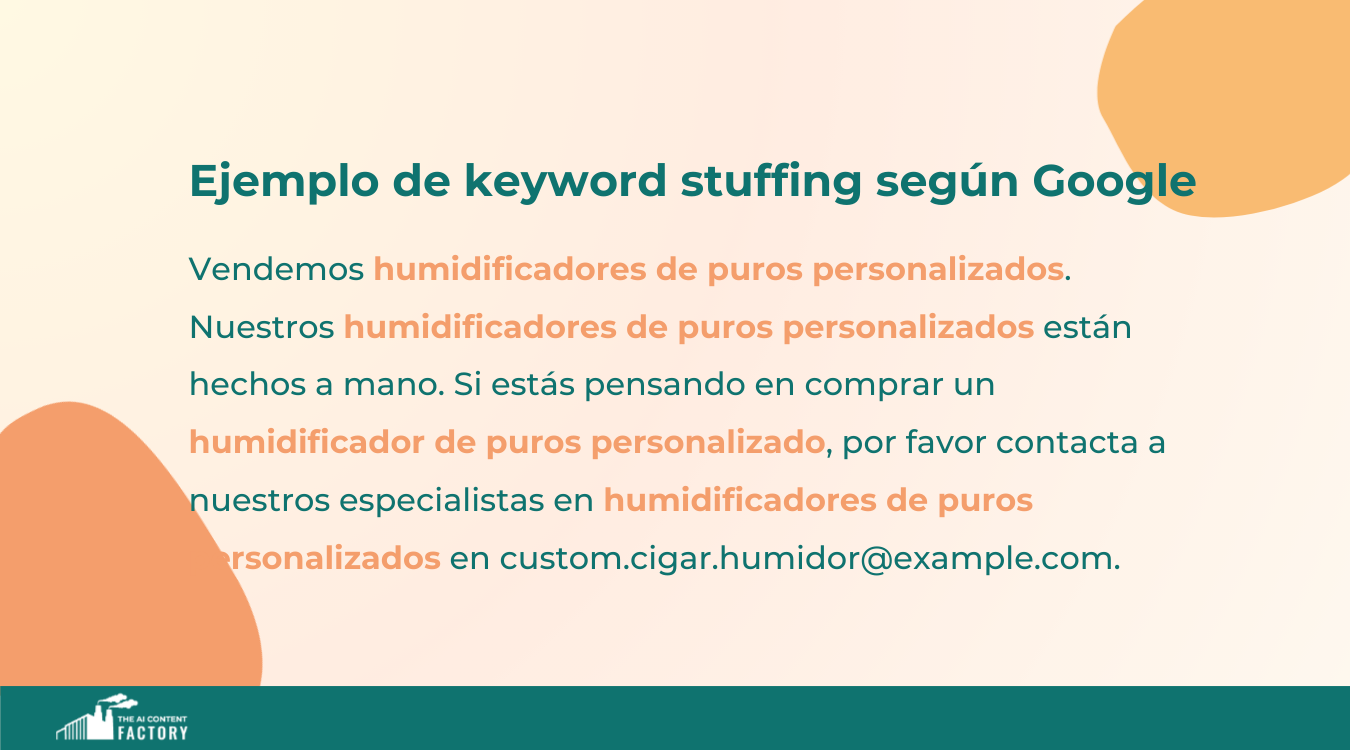 Ejemplo de keyword stuffing según Google